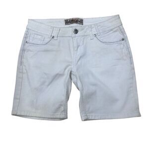 Apollo Jean Shorts Women's Size 10 White Mid-rise Flap Pockets Silver Stitching